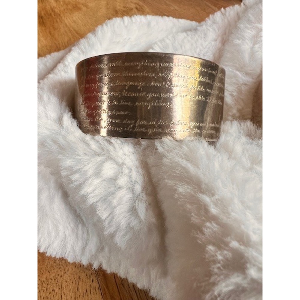 Janine Payer Sterling Silver Hand Engraved Poetry Cuff Bracelet Rare Artisan